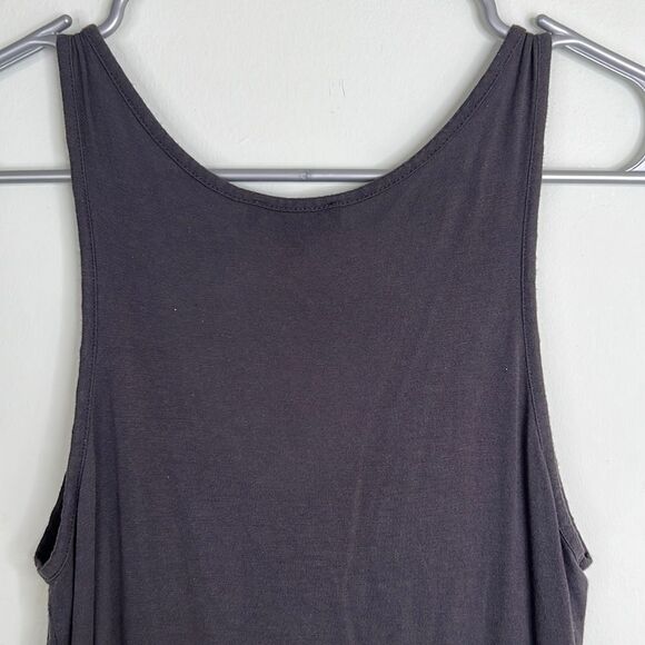 Express Dark Gray Scoop Neck Ruffle Bib Front Tank Top Blouse - Picture 9 of 16